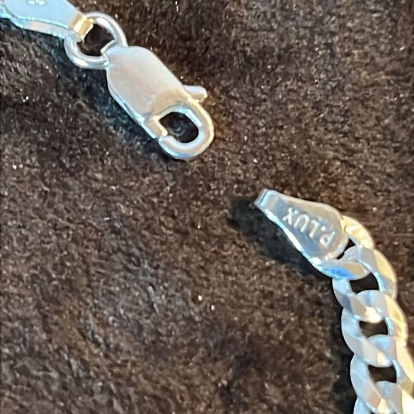 925 Italian Sterling Silver Cuban Link Bracelet 7.5” - Picture 4 of 9